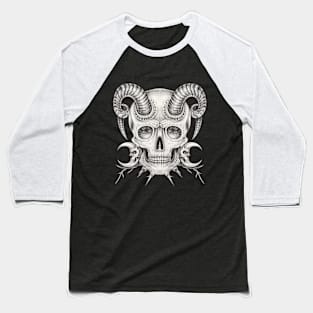 Surrealist art demon and nature skull head design. Baseball T-Shirt